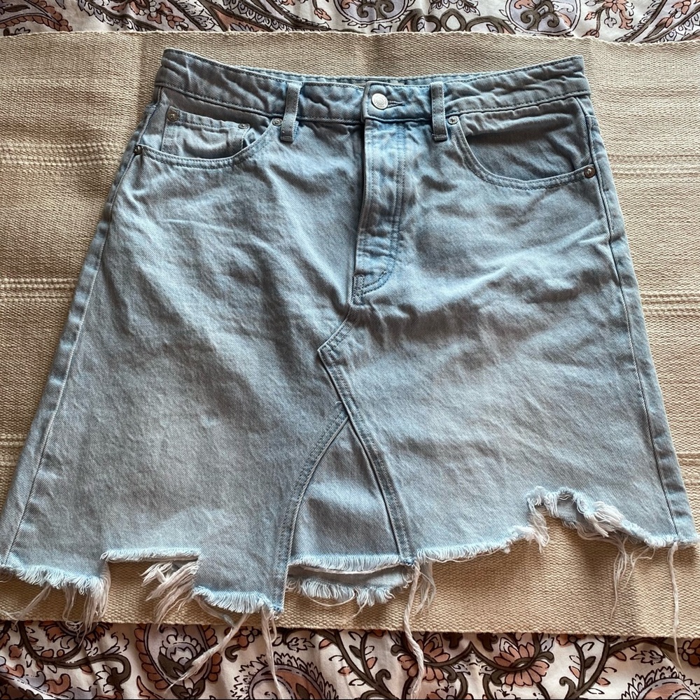 Free People Sharkbite Hem Denim Mini Skirt